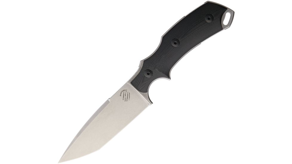 Bastinelli Creations RED V2 Fixed Blade Knife, 4in, Standard Edge, Stonewash, Black, Micarta Handle BAS03V2