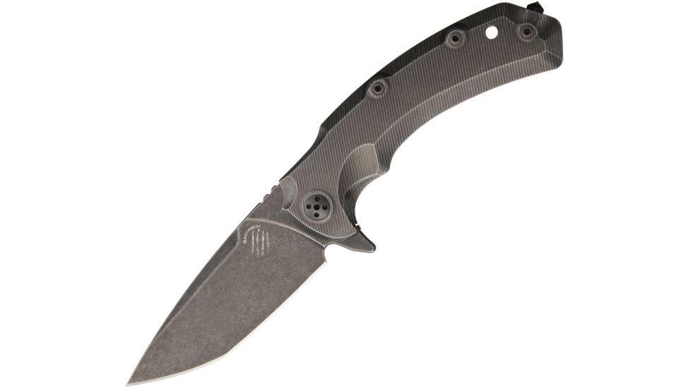 Bastinelli Creations Safe Folder Folding Knife,3.75in,D2 Tool Steel,Standard Edge,Drop Point,Black Stonewash,Titanium Handle BAS16