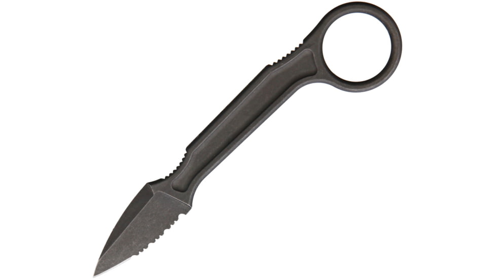 Bastinelli Creations SPADE Fixed Blade Serrated Knife, 1.75 stonewash finish serrated Bohler N690 stainl, One-piece construction, SPADE SERRATED