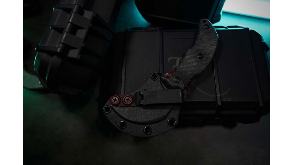 Bastinelli Creations The Primal Black PVD Fixed Blade Knife, 6.75in Overall, 2.75in Black PVD Bohler N690 Stainless Curved Blade, Black Canvas Micarta Handle, Kydex Belt Sheath, BC-40 PVD