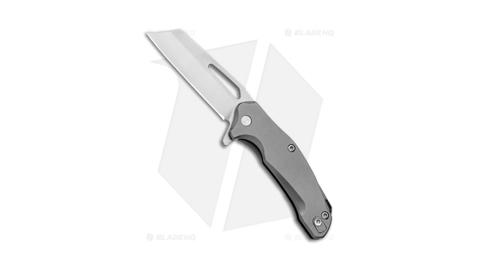 Bastion Braza Mini Bro Cleaver Folding Knife, 2.00in, D2, Cleaver Blade, Stainless Steel Gray Handle, Steel/Gray, 4.75in, BHQ-97461