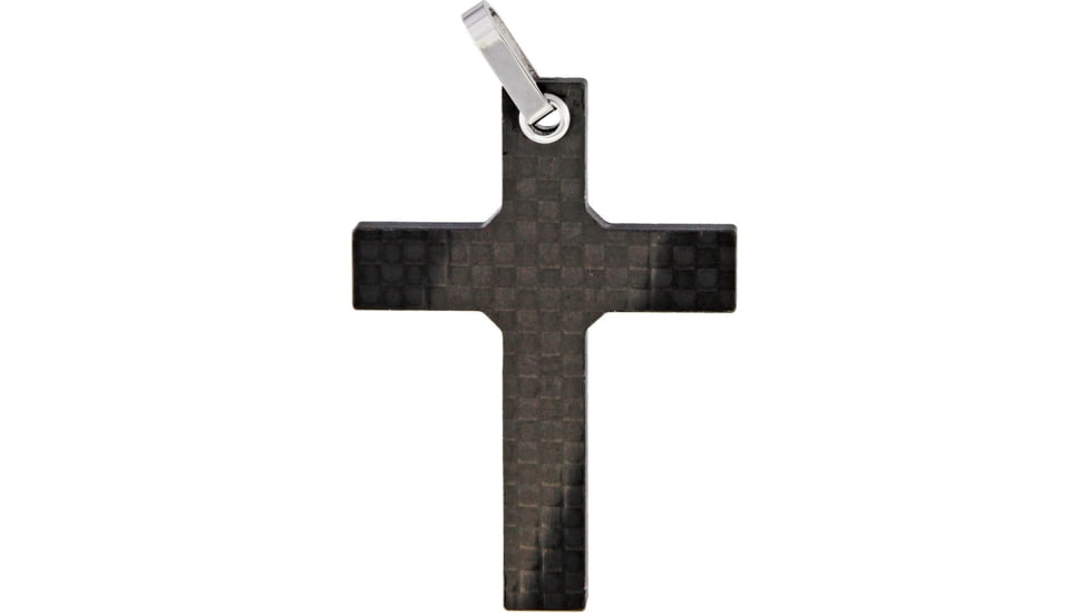 Bastion Carbon Fiber Cross Pendant, 1.875in X 1.375in X 0.3125in, Carbon Fiber, Gloss Finish, Ball Chain Lanyard, PNDNT-CROSS-CF