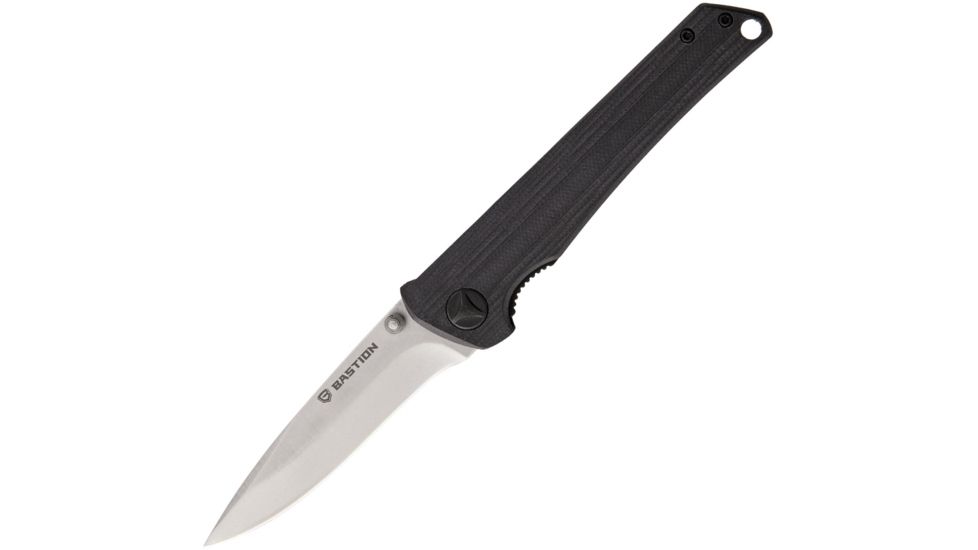Bastion Partizan Framelock G10 Folding Knife,3.25in,D2 Tool Steel,Standard Edge,Black,G10 Handle BSTN12