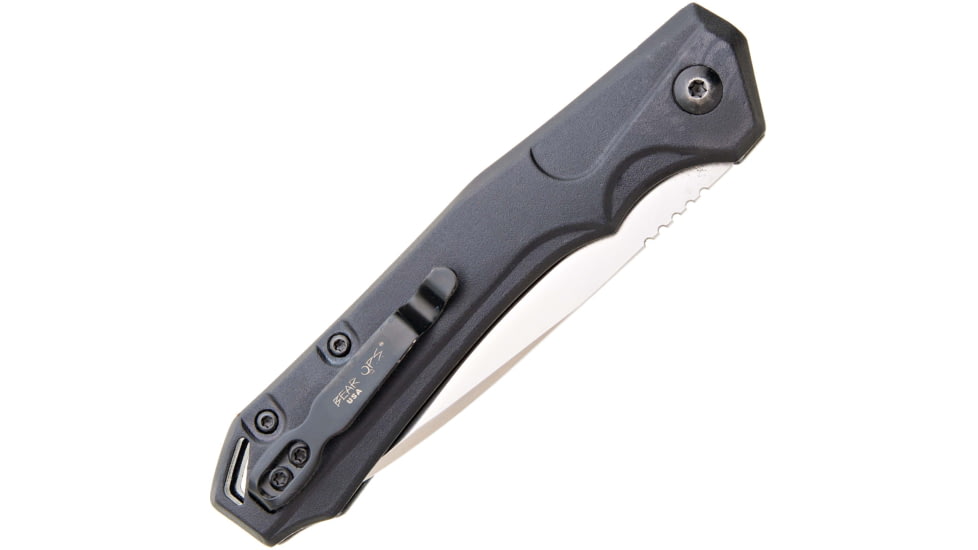 Bear OPS Auto Bold Action XVI Push Button Folding Knife, 3.38in, Satin Sandvik CPM-S35VN, Black Aluminum, AC1800AIBKS