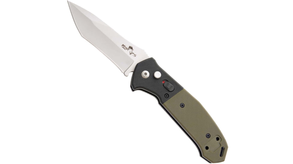 Bear OPS Auto Bold Action 5 Folding Knife, 3.13in, Sanvick 14C28N, Black/Od Green G10 Handle w/ Bead Blast, AC-500-B4-P