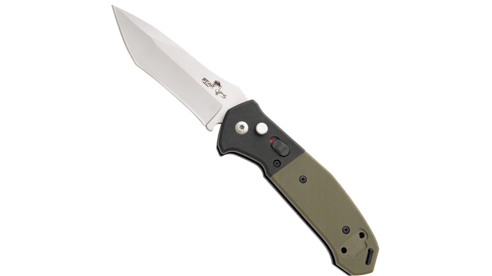 Bear OPS Auto Bold Action Folding Knife, 4.5in, Sanvick 14C28N Stainless Steel, Black/OD Green G10 Handle, AC500B4P