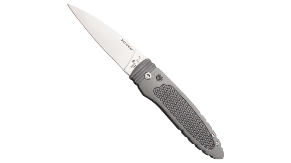 Bear OPS Incognito Auto Folding Knife, 2.5in, Sandvik 14C28N, Stainless Steel Handle, AC-800-S