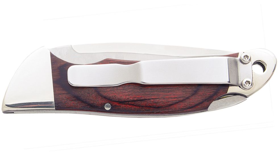 Bear &amp; Son Cutlery 3 3/4 Rosewood Automatic Lockback With Metal Belt Clip - 2A08R