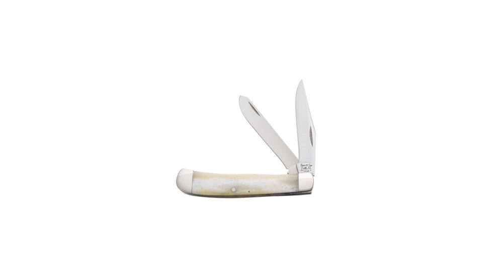 Bear &amp; Son Cutlery 4 1/8 White Smooth Bone Large Trapper - WSB54