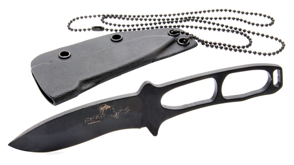 Bear &amp; Son Cutlery 6 1/4 Constant Neck Black Epoxy Coated Handle And Blade With Kydex Sheath - CC-400-B