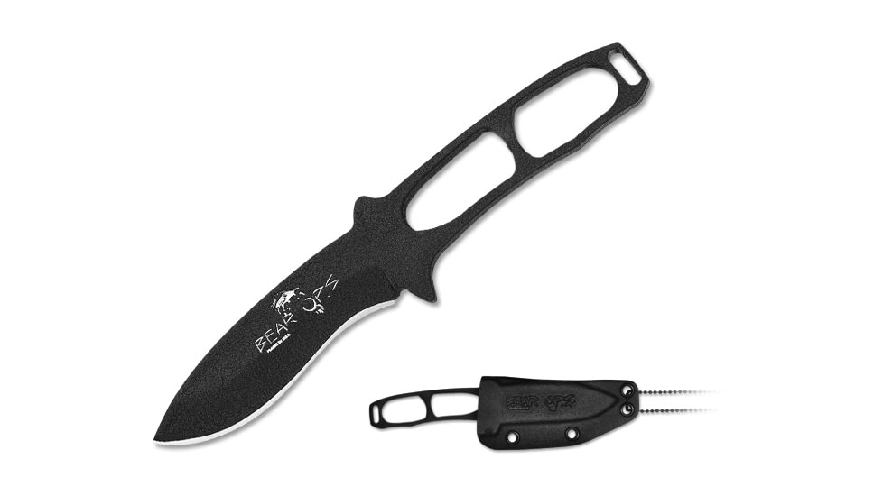 Bear &amp; Son Cutlery 6 1/4 Constant Neck Black Epoxy Coated Handle And Blade With Kydex Sheath - CC-400-B