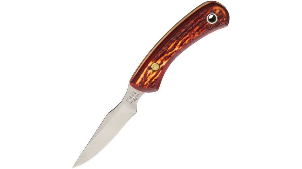 Bear &amp; Son Cutlery Fixed Blade Stag Delrin Fixed Blade Knife, 3in, Stainless Steel, Standard Edge, Satin, Delrin Stag Handle BCSD42