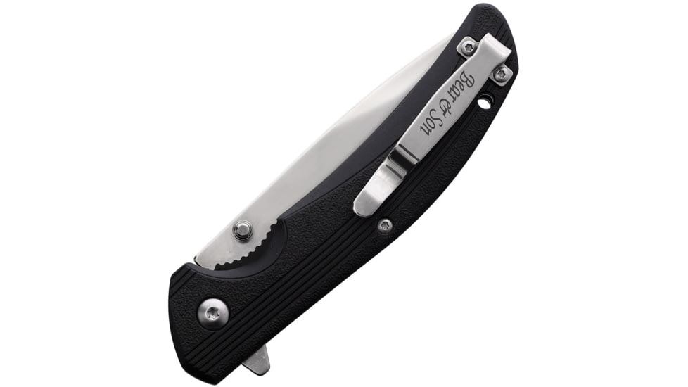 Bear &amp; Son Cutlery Sideliner Satin Folding Knife, 4.5in Closed, 3.5in Satin Stainless Steel Blade, Black Zytel Handle, 778