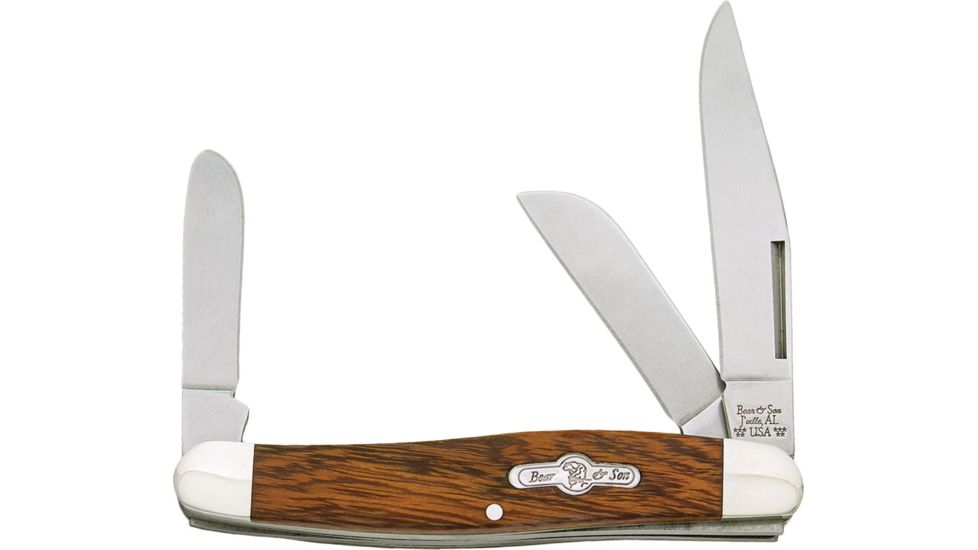 Bear &amp; Son Kodiak Stockman, spey and sheepsfoot Blade, desert iron Wood Handle BCK247E