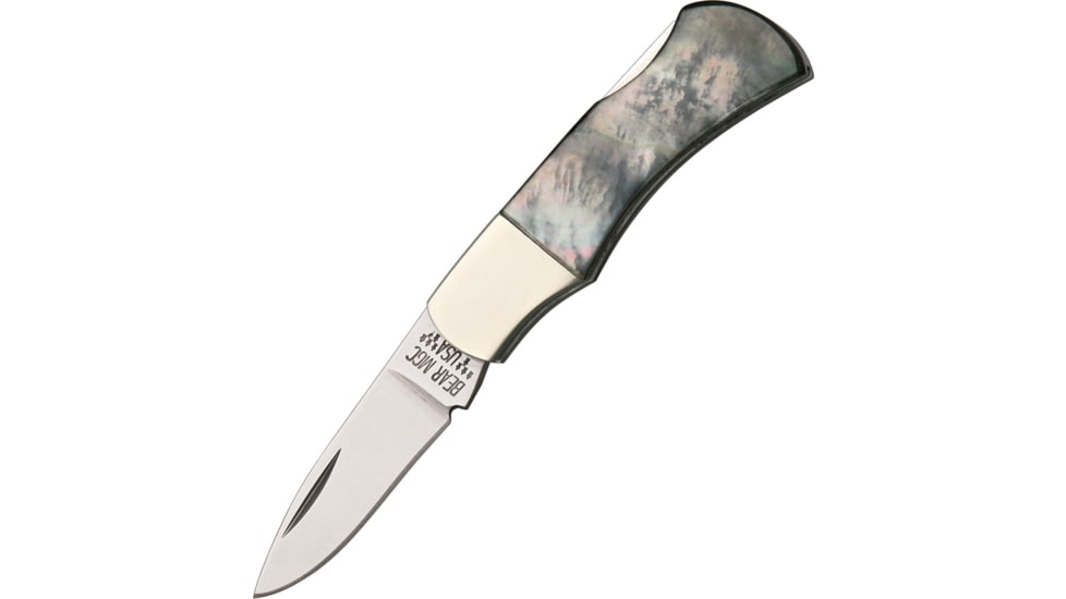 Bear &amp; Son Mini Executive Fold Knife, SS Drop Point Blade, mother of pearl Handle BCBL40