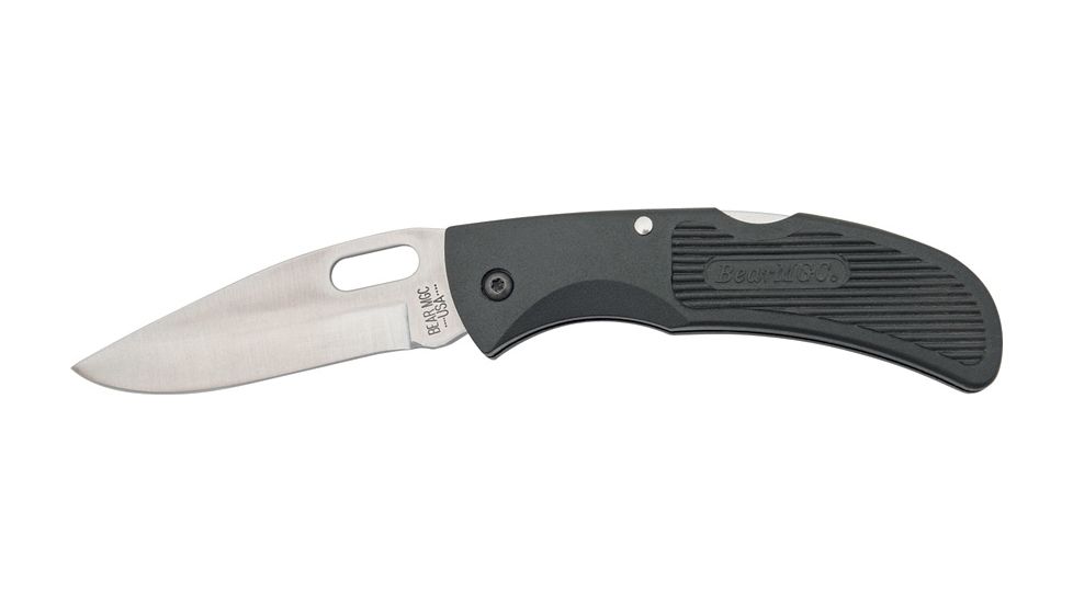 Bear &amp; Son One Hand Opener Fold Knife, High Carbon 440 SS chisel Point tanto Blade, Black Zytel Handle BC401