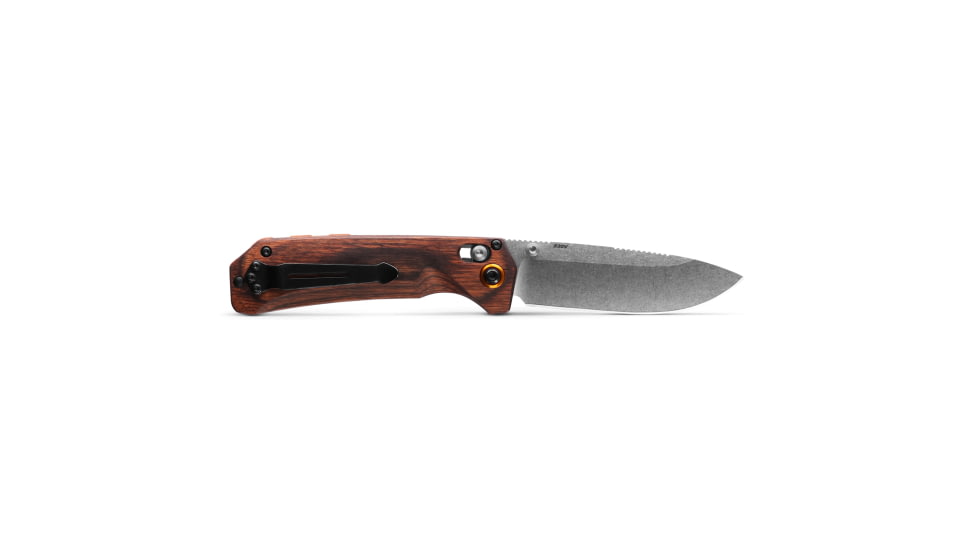 Benchmade Hunt Grizzly Creek Hunting Folding Knife, 3.49 in, CPM-S30V Steel, Drop Point Blade, Stabilized Wood, Brown Handle 15062