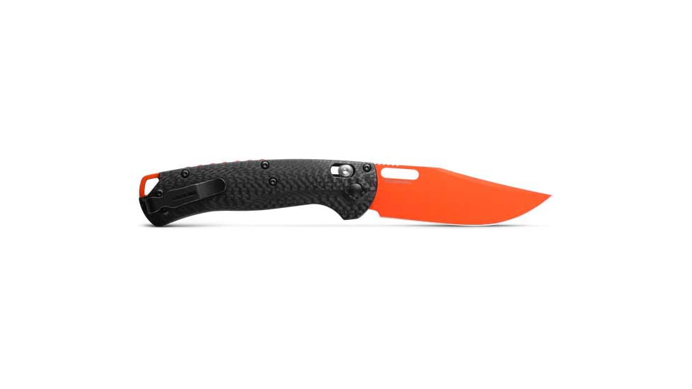 Benchmade Taggedout Folding Knife, 3.5 in, CPM MagnaCut Stainless Steel, Clip Point Blade, Hunting, Carbon Fiber, Black Handle 15535OR-01