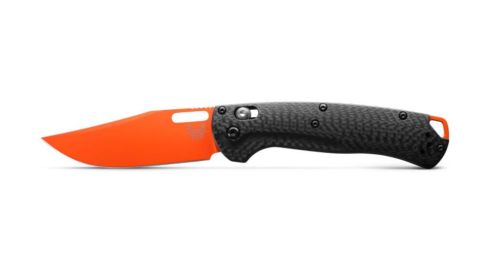 Benchmade Taggedout Folding Knife, 3.5 in, CPM MagnaCut Stainless Steel, Clip Point Blade, Hunting, Carbon Fiber, Black Handle 15535OR-01