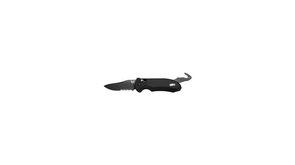 Benchmade Triage Automatic Folding Knife, 3.58 in, N680/440C Steel, ComboEdge, BK1 Coated Blade, Aluminum/G10, Black Handle, 9170SBK