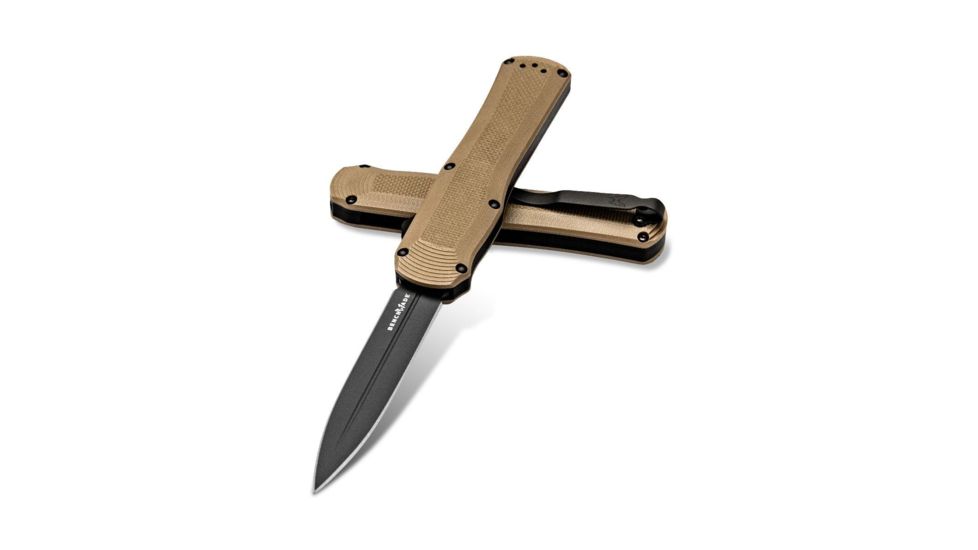Benchmade Autocrat Automatic Folding Knife, 3.71in, Double Edge Blade, Coyote Brown Handle, 3400BK-2