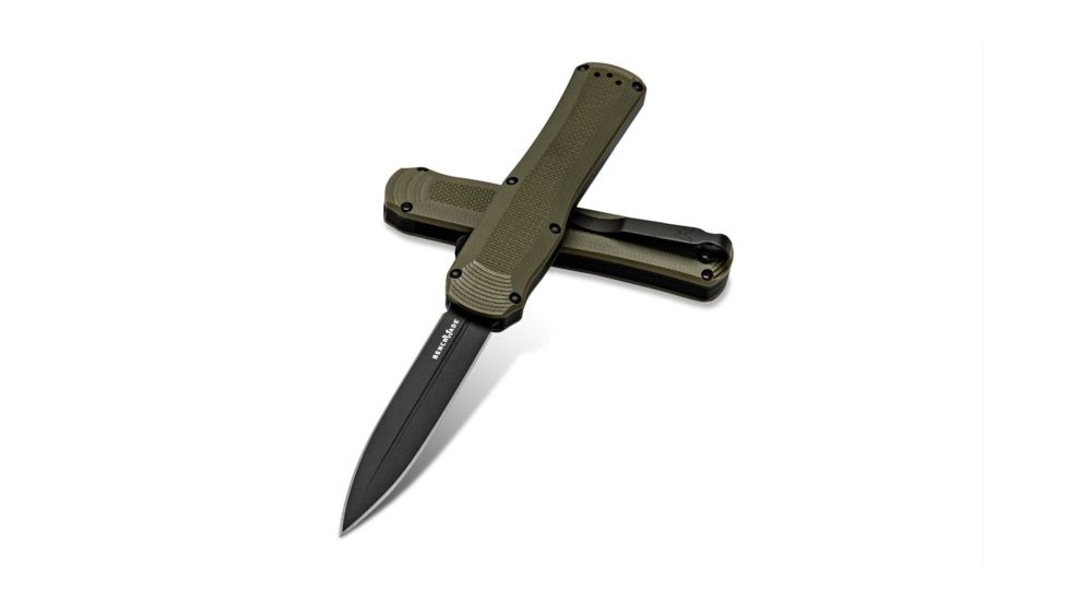 Benchmade Autocrat Automatic Folding Knife, 3.71in, Double Edge Blade, Olive Drab Handle, 3400BK-1