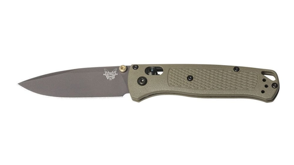 Benchmade Bugout Drop Point Folding Knife, Gray Coated Blade, Grivory Handle, 535GRY-1