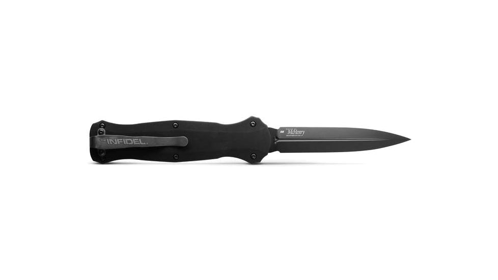 Benchmade Infidel Automatic Folding Knife, 3.91in, CPM-D2 Steel, Double-Edged Dagger, Black, 3300BK