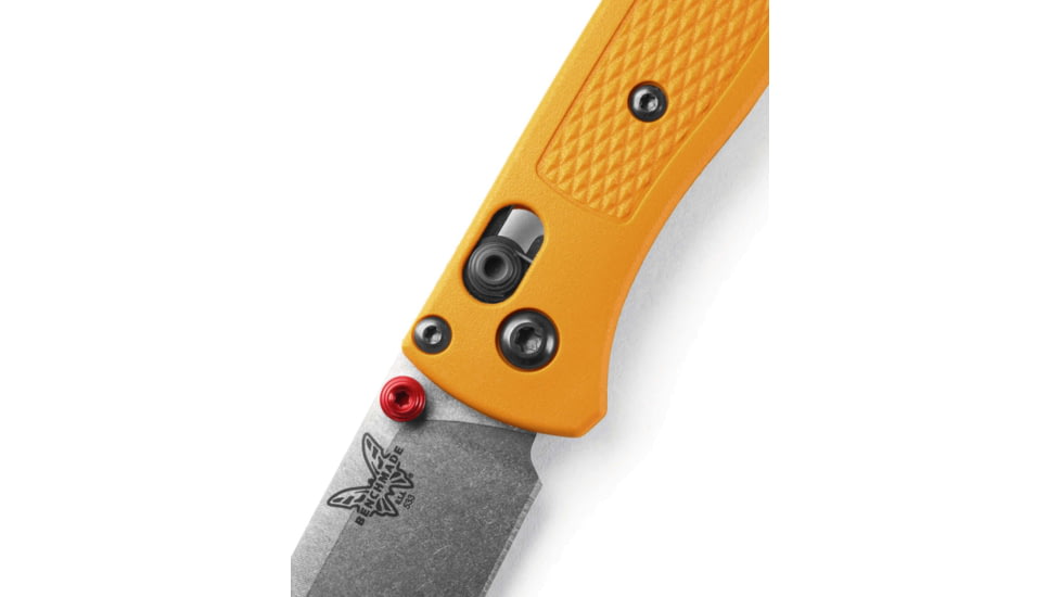 Benchmade Mini Bugout Axs Knives Folding Knife, 2.82 in, Stainless Steel, Daybreak Graviory Handle 533-08