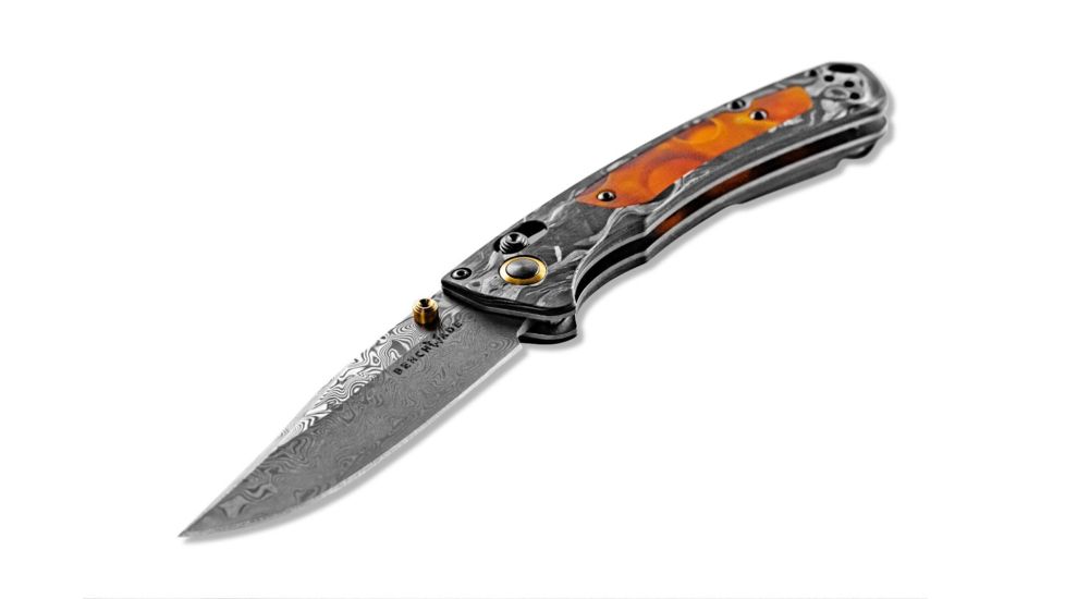 Benchmade Mini Crooked River Folding Knife, 3.40in, Damasteel, Clip Point, CF Elite handle, 15085-201