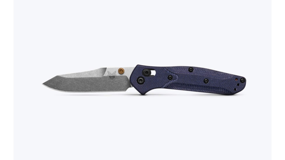 Benchmade Mini Osborne Folding Knife, 2.92in, M390 Stainless Steel, Reverse Tanto, Micarta, Blue Denim, 945-04