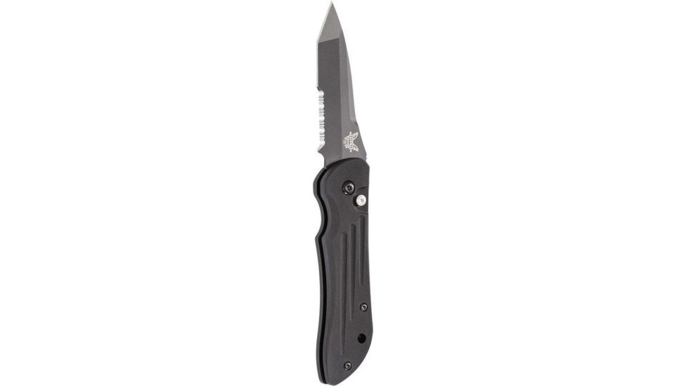 Benchmade Mini Stryker, Auto, Serrated Blade, Tanto, Black Blade Knife 9501SBK