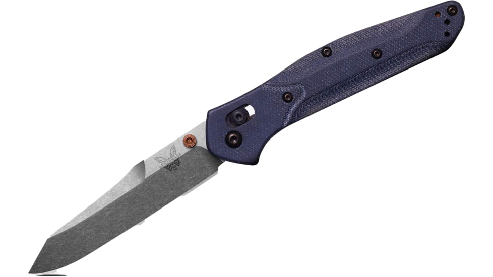 Benchmade Osborne Folding Knife, 3.4in, M390 Stainless Steel, Reverse Tanto, Micarta, Blue Denim, 940-04