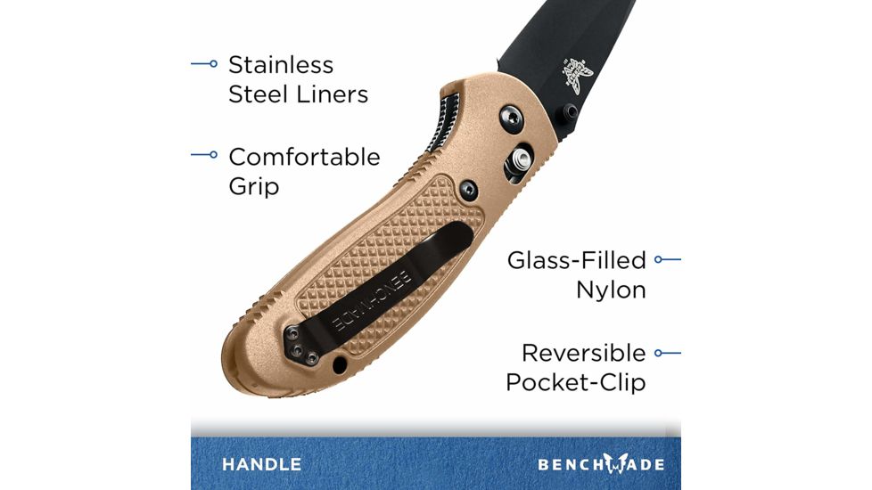 Benchmade Pardue, Drop Point Grip, Axs,Stud Knife 551BKSN-AS