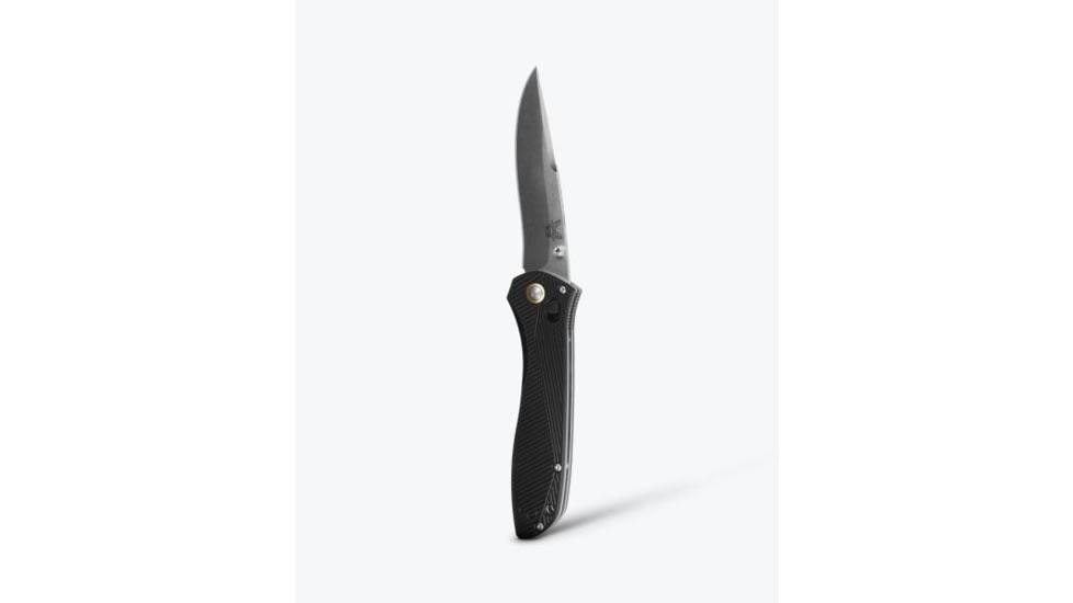 Benchmade Seven Ten Folding Knife, 4in, M390 Stainless Steel, Recurve Drop-Point, 6061-T6 Aluminum, Black, 710-25