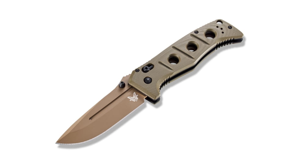 Benchmade Sibert Adamas Axis Stud Folding Knife, 3.82in CPM-CruWear Steel Drop Point Flat Earth Coated Blade, Contoured G-10 Handle, 275FE-2