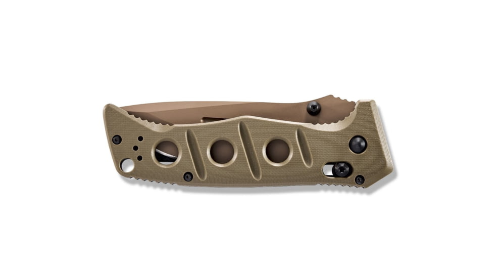 Benchmade Sibert Adamas Axis Stud Folding Knife, 3.82in CPM-CruWear Steel Drop Point Flat Earth Coated Blade, Contoured G-10 Handle, 275FE-2