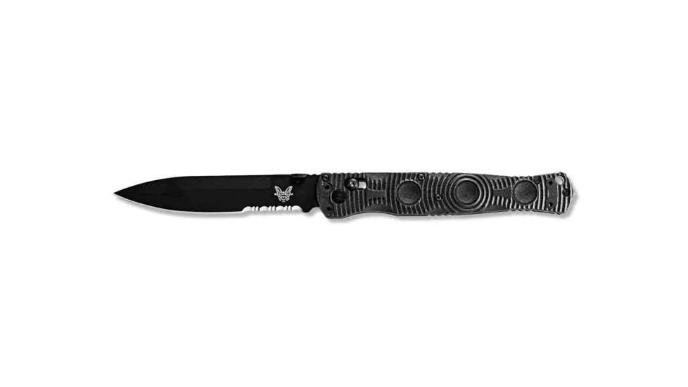 Benchmade SOCP Folder Folding Knife, 4.47in, Serrated, Spear Point, Black molded CF-Elite handle, 391SBK