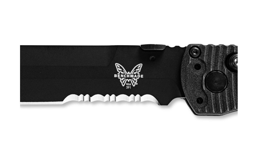 Benchmade SOCP Folder Folding Knife, 4.47in, Serrated, Spear Point, Black molded CF-Elite handle, 391SBK