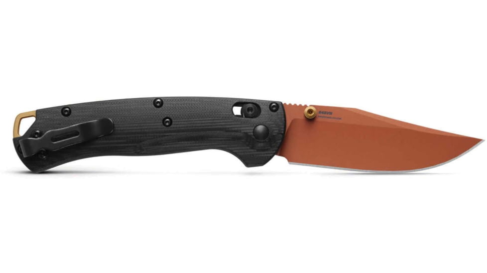 Benchmade Taggedout Folding Knife, 3.5in, CPM S45VN Cerakote Copper Suede, Clip Point Blade, G10, Black Handle, 15536CR-2501