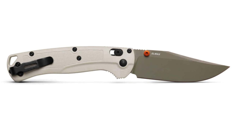 Benchmade Taggedout Folding Knife, 3.5in, Elmax Stainless Powder Steel, Clip-Point, Grivory, Deep Olive, 15536GN-01