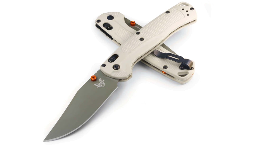 Benchmade Taggedout Folding Knife, 3.5in, Elmax Stainless Powder Steel, Clip-Point, Grivory, Deep Olive, 15536GN-01