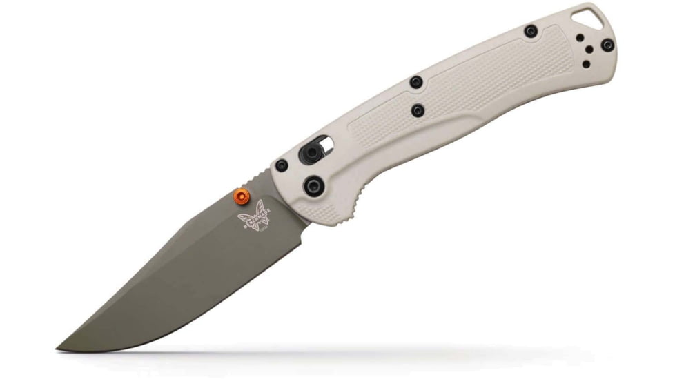 Benchmade Taggedout Folding Knife, 3.5in, Elmax Stainless Powder Steel, Clip-Point, Grivory, Deep Olive, 15536GN-01