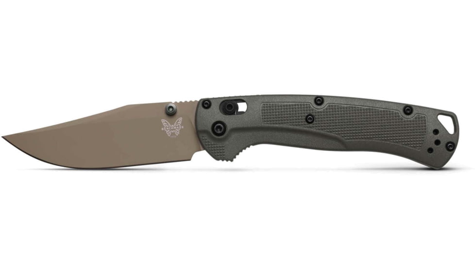 Benchmade Taggedout Folding Knife, 3.5 in, Elmax Stainless Powder Steel, Clip Point Blade, Grivory, Tan Handle, 15536TN-02