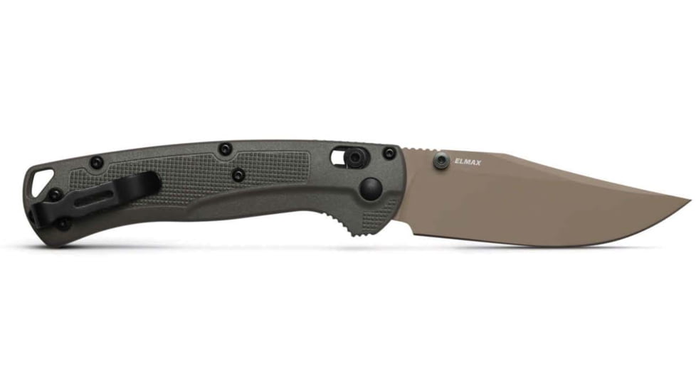 Benchmade Taggedout Folding Knife, 3.5 in, Elmax Stainless Powder Steel, Clip Point Blade, Grivory, Tan Handle, 15536TN-02