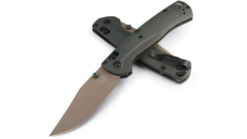 Benchmade Taggedout Folding Knife, 3.5 in, Elmax Stainless Powder Steel, Clip Point Blade, Grivory, Tan Handle, 15536TN-02