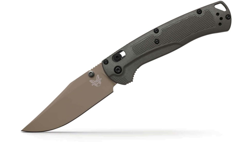 Benchmade Taggedout Folding Knife, 3.5 in, Elmax Stainless Powder Steel, Clip Point Blade, Grivory, Tan Handle, 15536TN-02