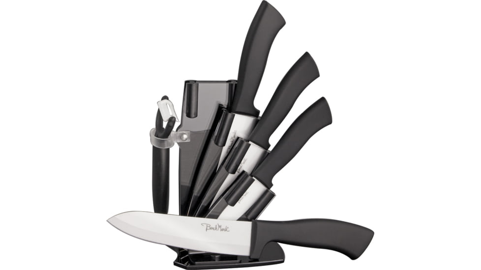 Benchmark Ceramic Kitchen Knife Set, Black rubber handle, TZ2005B
