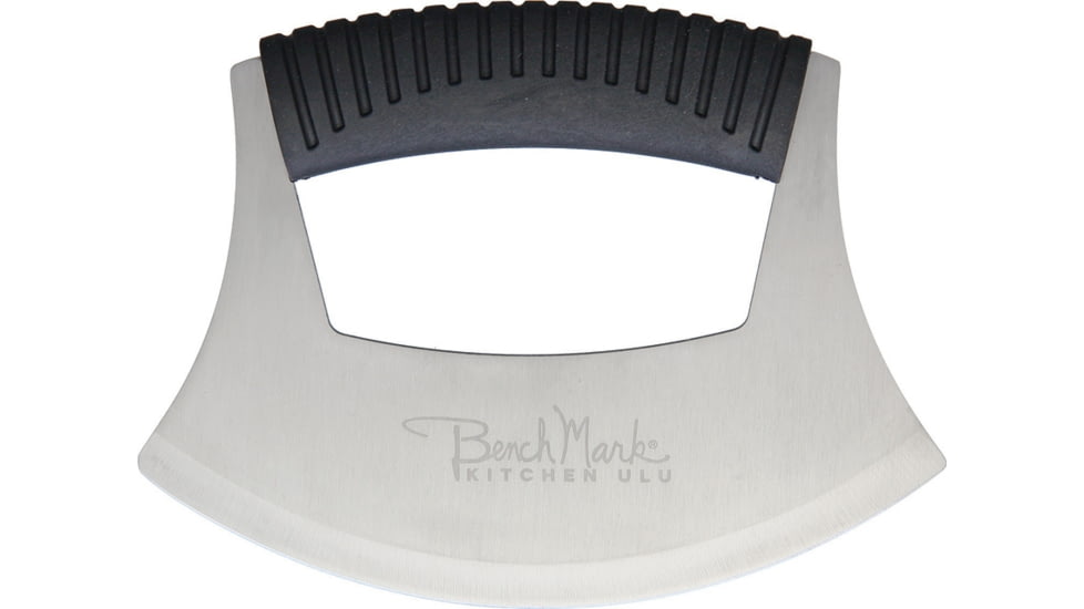 Benchmark Kitchen Ulu Knife, Black Synthetic Handle, 4.75in Handle, 6.5in SS Ulu Blade, ULU /BMK117
