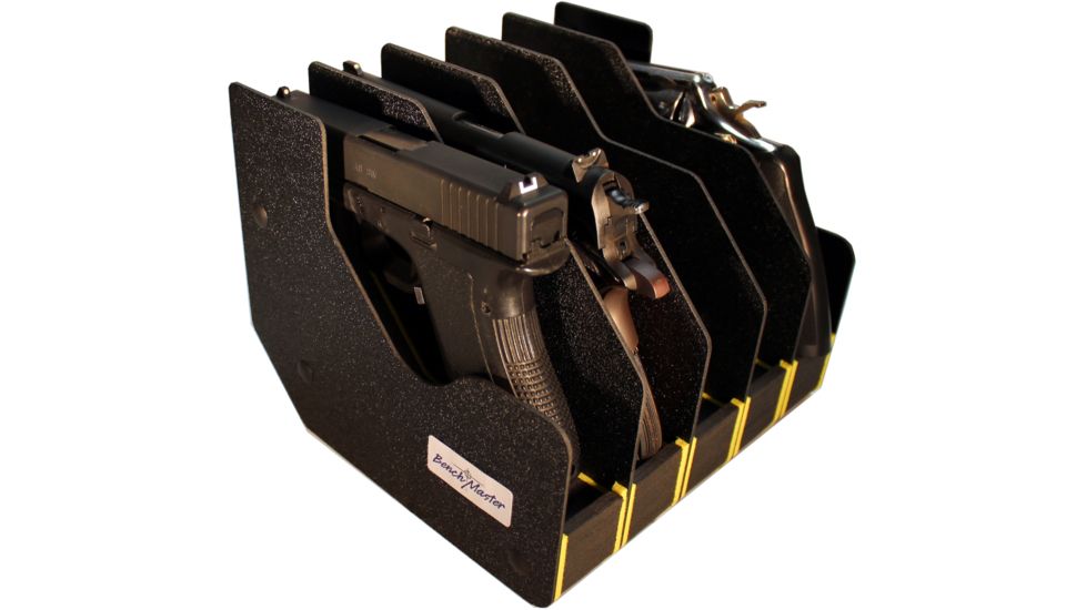 BenchMaster Rifle Rest Weapon Rack Deluxe - Five Gun Pistol Rack - Handgun Safe Storage Accessories, BMWRDM5